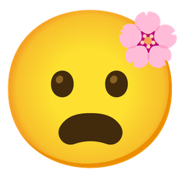 Frowning face with open mouth and Cherry blossom