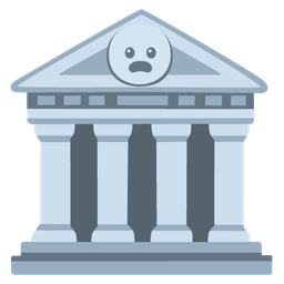 Frowning face with open mouth and Classical building