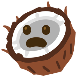 Frowning face with open mouth and Coconut