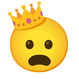 Frowning face with open mouth and Crown
