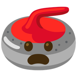 Frowning face with open mouth and Curling stone