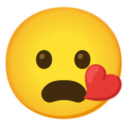 Frowning face with open mouth and Face blowing a kiss