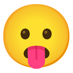 Frowning face with open mouth and Face savoring food