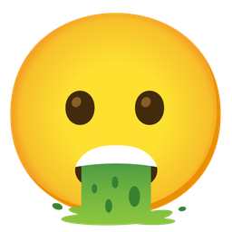 Frowning face with open mouth and Face vomiting