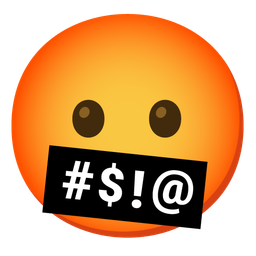 Frowning face with open mouth and Face with symbols on mouth