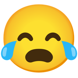 Frowning face with open mouth and Face with tears of joy