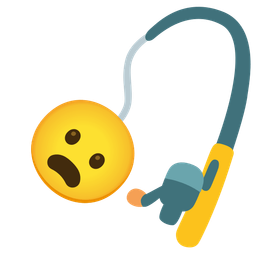Frowning face with open mouth and Fishing pole