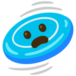 Frowning face with open mouth and Flying disc