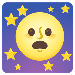 Frowning face with open mouth and Full moon face