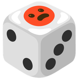 Frowning face with open mouth and Game die