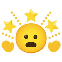 Frowning face with open mouth and Glowing star