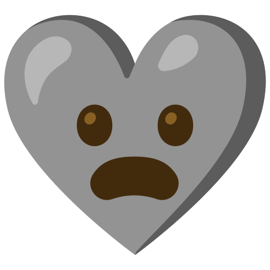 Frowning face with open mouth and Grey heart