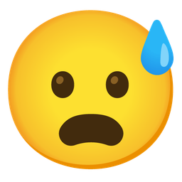 Frowning face with open mouth and Grinning face with sweat