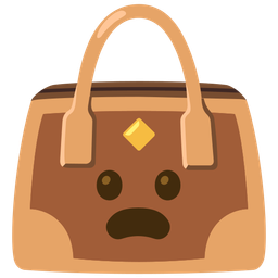 Frowning face with open mouth and Handbag