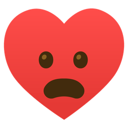 Frowning face with open mouth and Heart suit