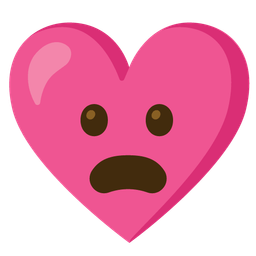 Frowning face with open mouth and Heart with ribbon