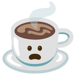 Frowning face with open mouth and Hot beverage