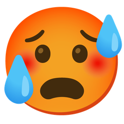 Frowning face with open mouth and Hot face