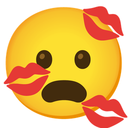 Frowning face with open mouth and Kiss mark