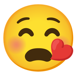 Frowning face with open mouth and Kissing face with closed eyes