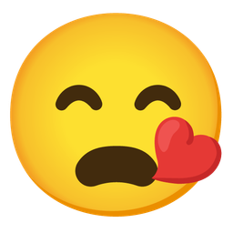 Frowning face with open mouth and Kissing face with smiling eyes