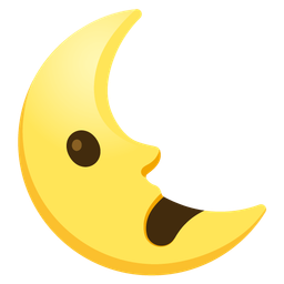 Frowning face with open mouth and Last quarter moon face