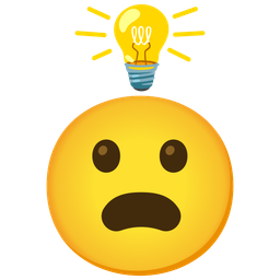 Frowning face with open mouth and Light bulb
