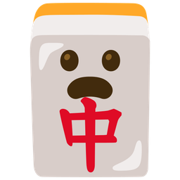 Frowning face with open mouth and Mahjong red dragon