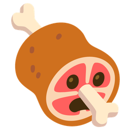 Frowning face with open mouth and Meat on bone