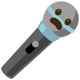 Frowning face with open mouth and Microphone