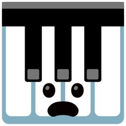 Frowning face with open mouth and Musical keyboard