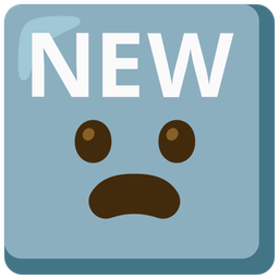 Frowning face with open mouth and NEW button
