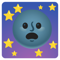 Frowning face with open mouth and New moon face