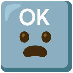 Frowning face with open mouth and OK button