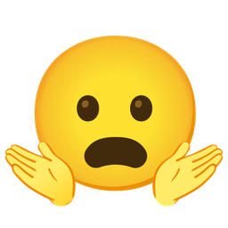 Frowning face with open mouth and Person shrugging