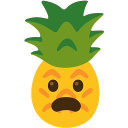 Frowning face with open mouth and Pineapple