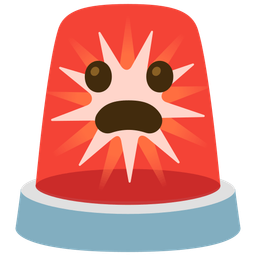 Frowning face with open mouth and Police car light