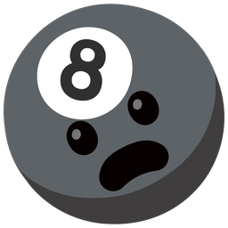 Frowning face with open mouth and Pool 8 ball