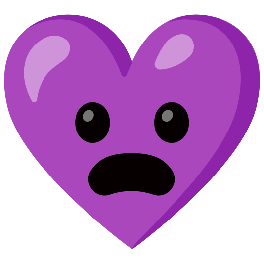 Frowning face with open mouth and Purple heart