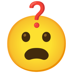 Frowning face with open mouth and Red question mark
