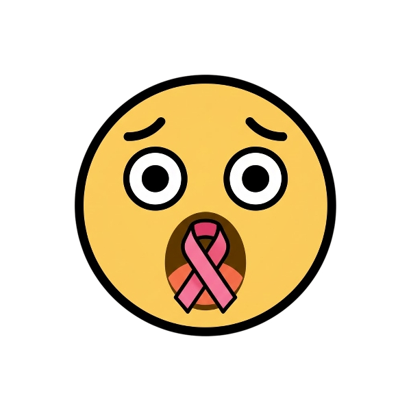 Frowning face with open mouth and Reminder ribbon