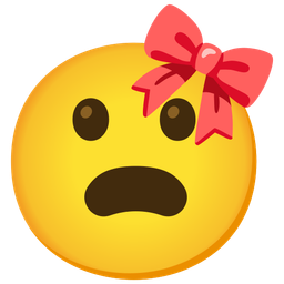 Frowning face with open mouth and Ribbon