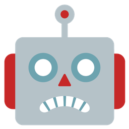 Frowning face with open mouth and Robot