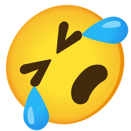 Frowning face with open mouth and Rolling on the floor laughing