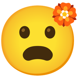 Frowning face with open mouth and Rosette