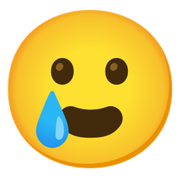 Frowning face with open mouth and Smiling face with tear