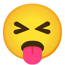 Frowning face with open mouth and Squinting face with tongue