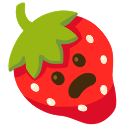Frowning face with open mouth and Strawberry