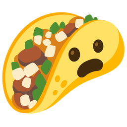 Frowning face with open mouth and Taco