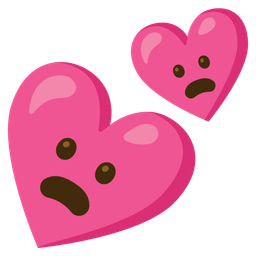 Frowning face with open mouth and Two hearts
